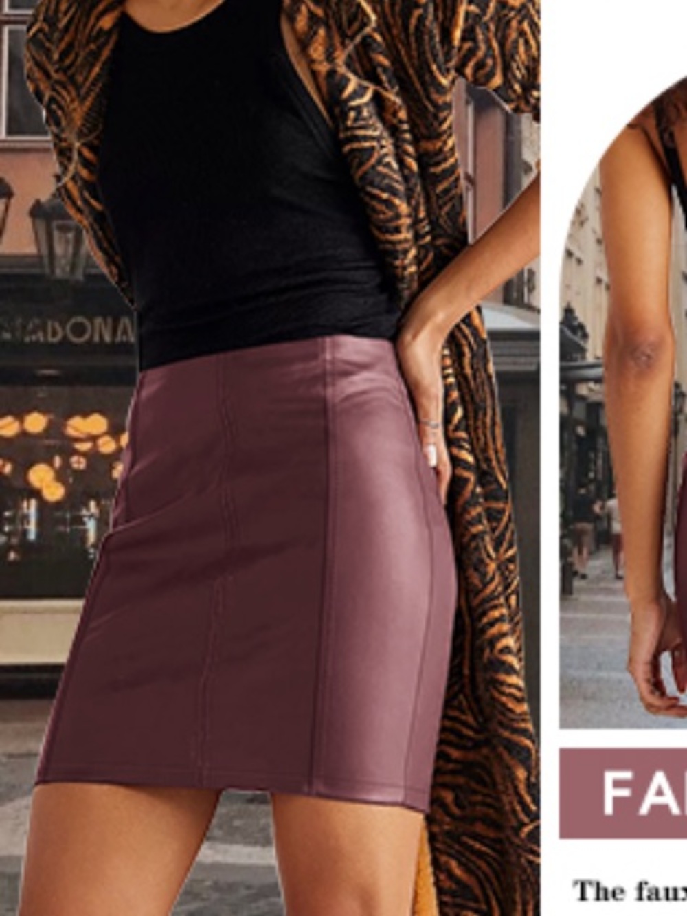 Women’s Burgundy Faux Leather Mini Skirt